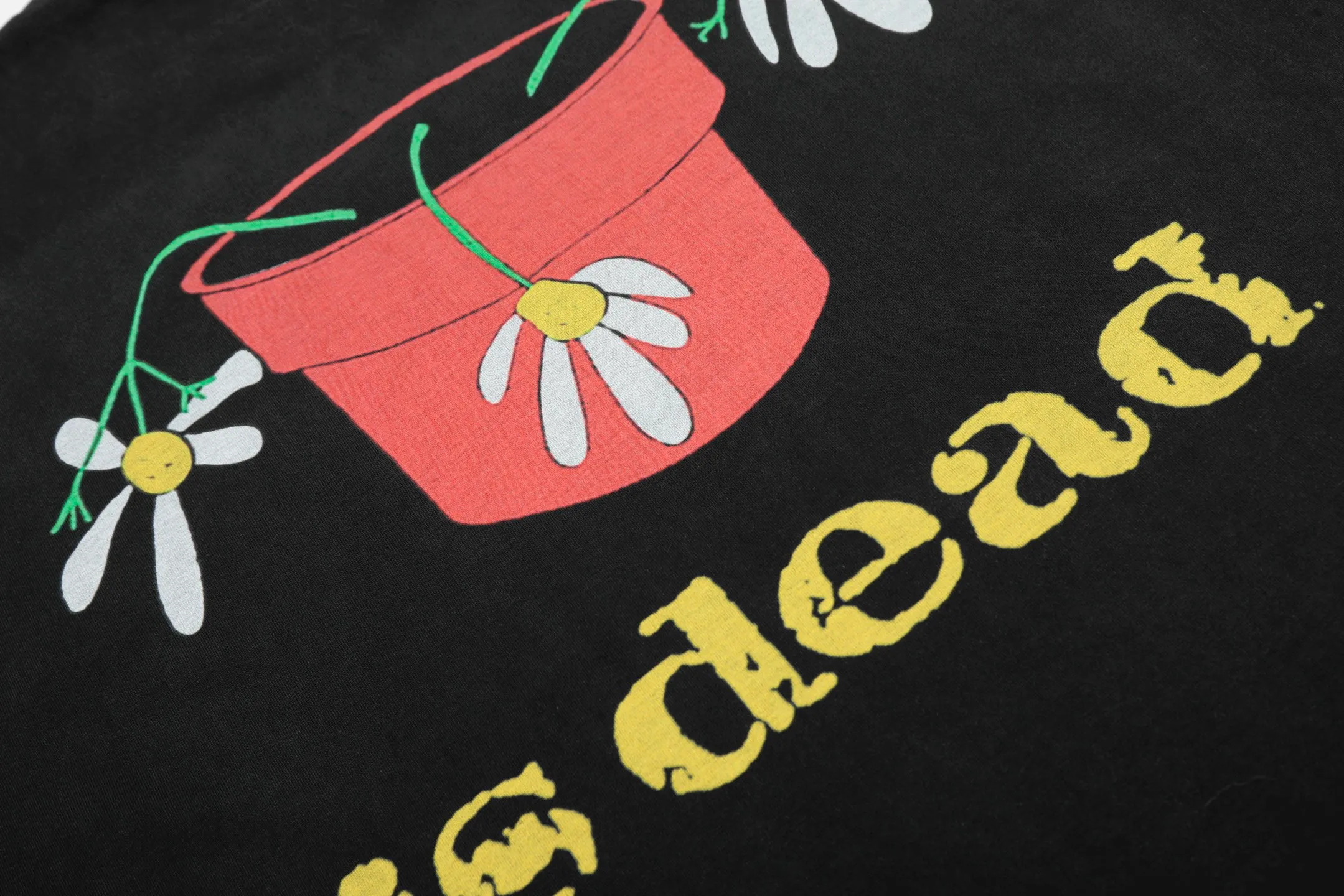 VT9247 P140💰 SAINT Michael "Potted Plant" punk style printed retro washed distressed short-sleeved T-shirt Small neckline design White ink digital direct printing High street retro heavy distressed washed Vintage short sleeves Size: S M L XL